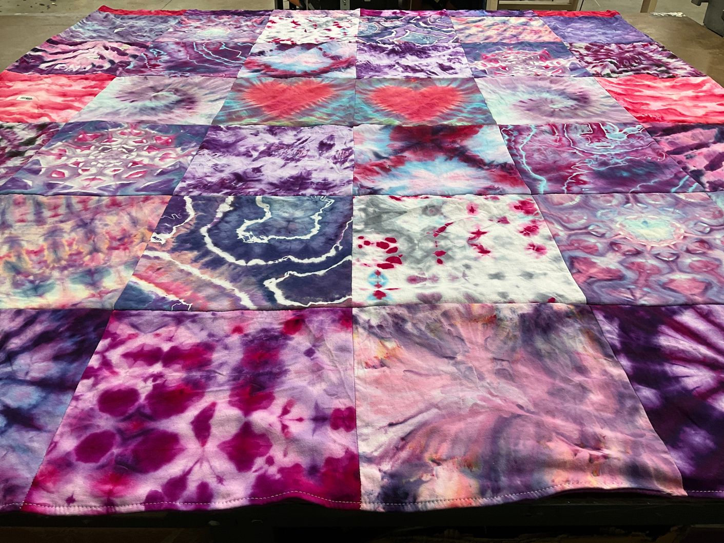 T-shirt quilt with tie dye, fabric art themes by Stephanie from MA