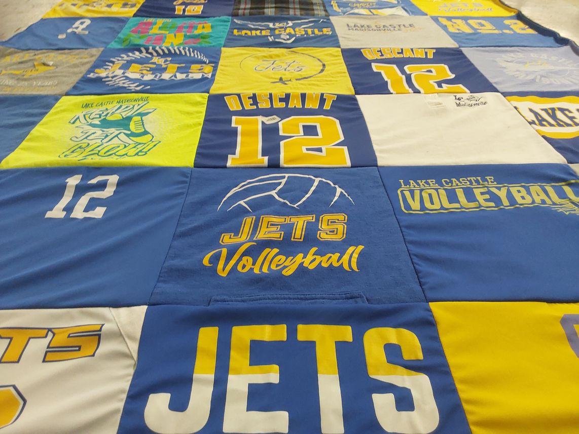 T-shirt quilt featuring lake castle jets volleyball by Mercedes from LA
