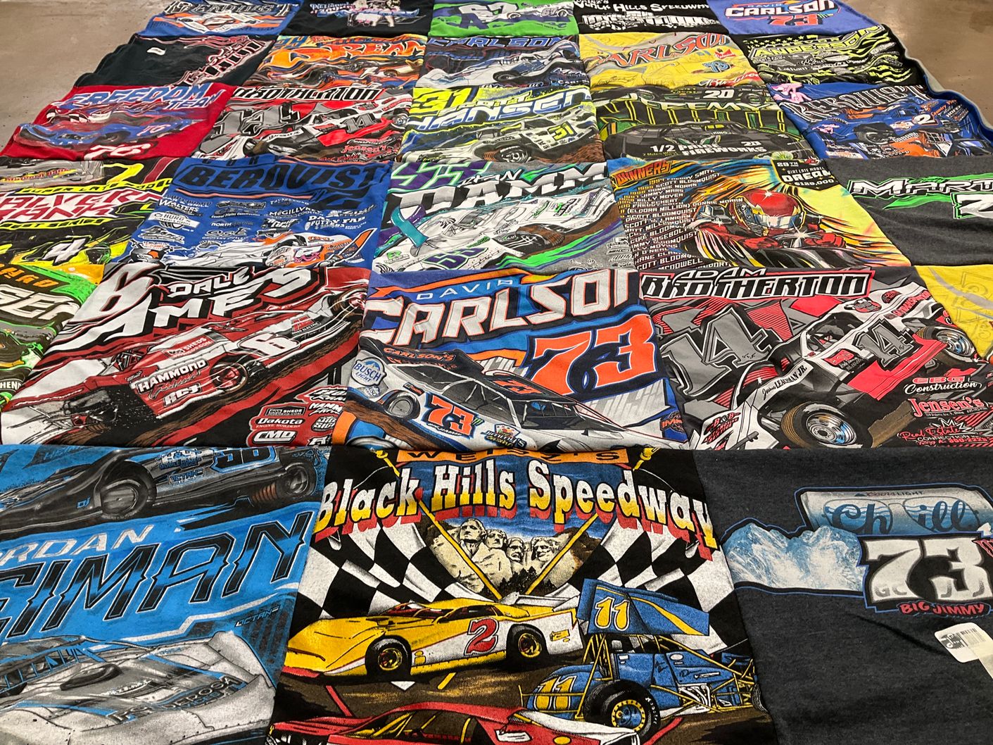 T-shirt quilt with racing themes by Wendy from SD