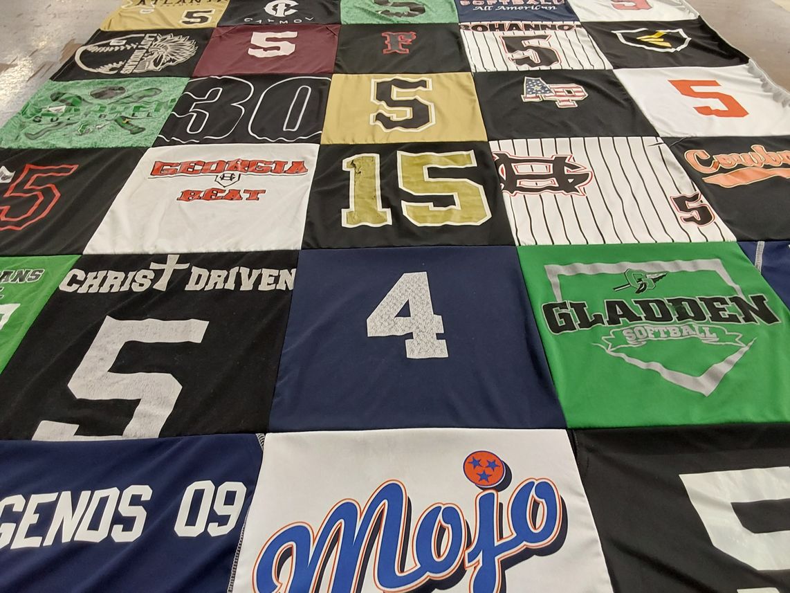 T-shirt quilt featuring gladden softball by Rhonda from GA
