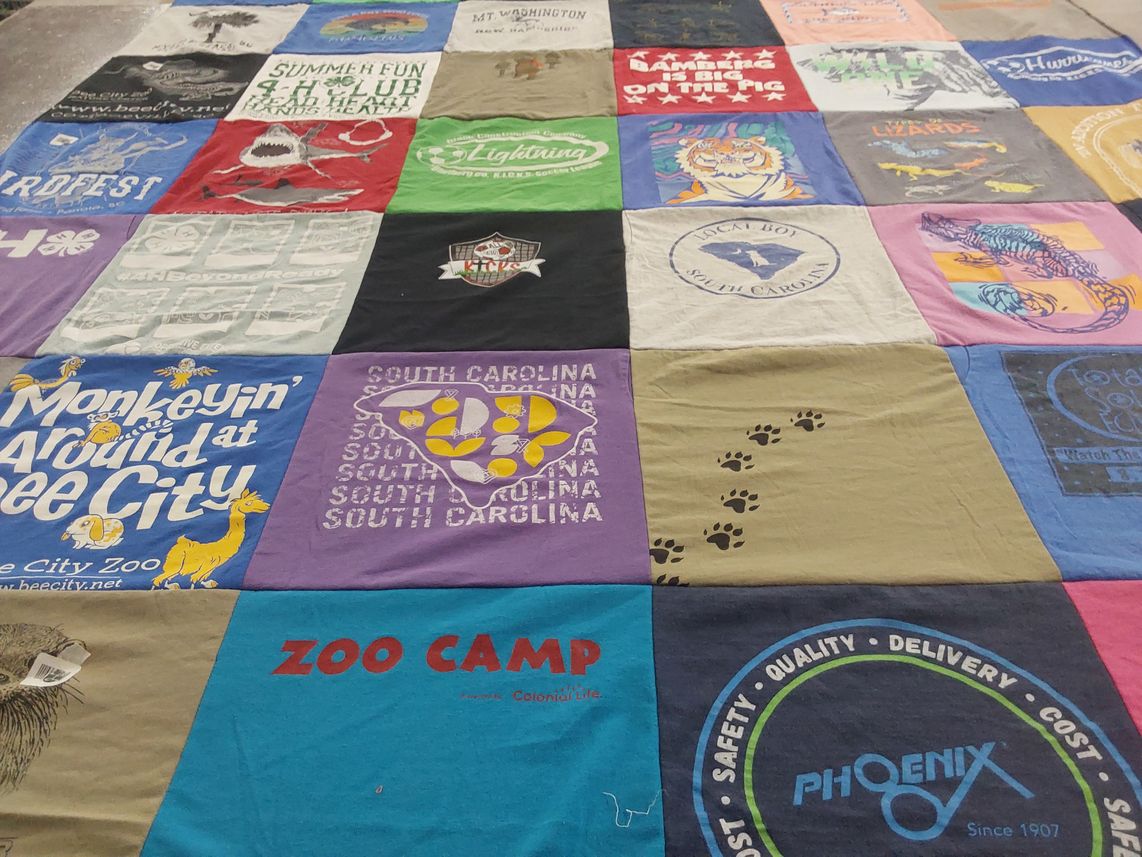 T-shirt quilt with zoo, wildlife themes by Awena from SC