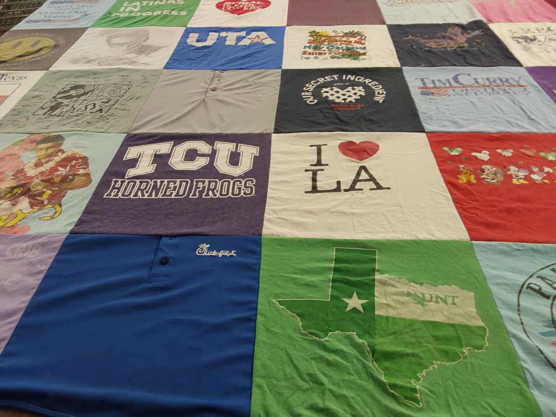 T-shirt quilt featuring texas christian university horned frogs by Simon from TX