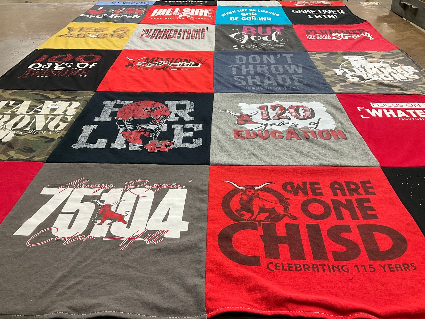 T-shirt quilt from cedar hill high school by Dajia from TX