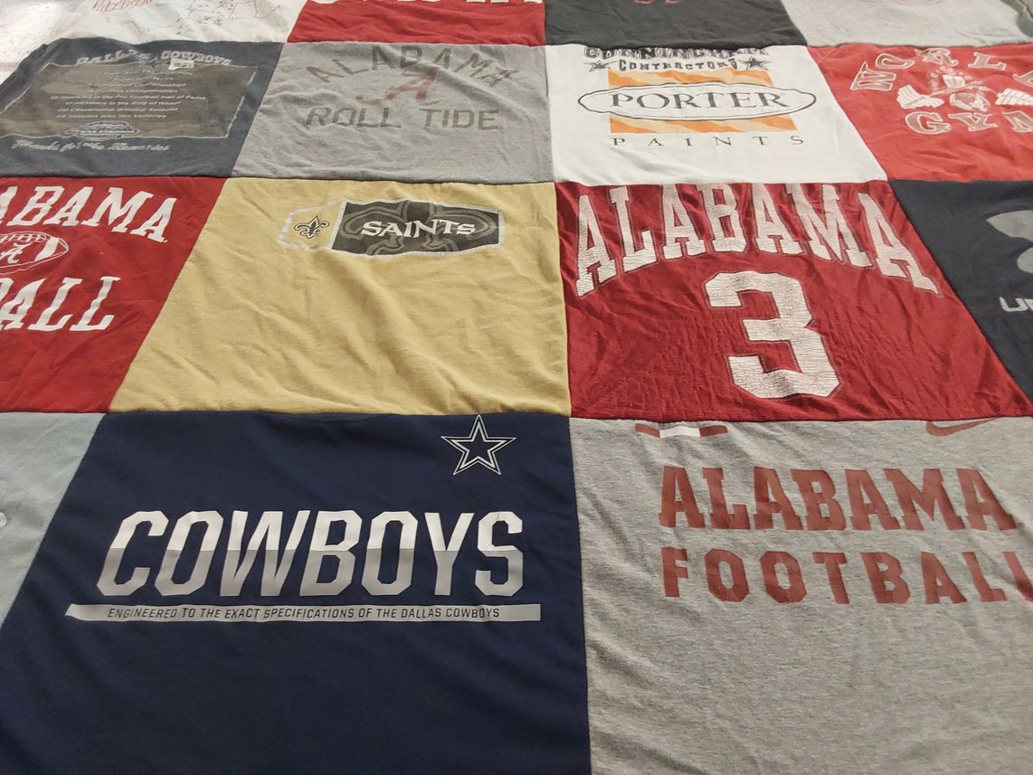 T-shirt quilt featuring alabama crimson tide, dallas cowboys by Carmen from MS