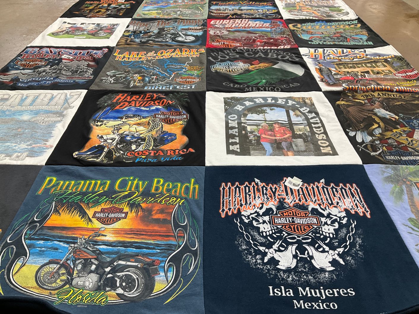 T-shirt quilt with motorcycles, biking themes by J from IL