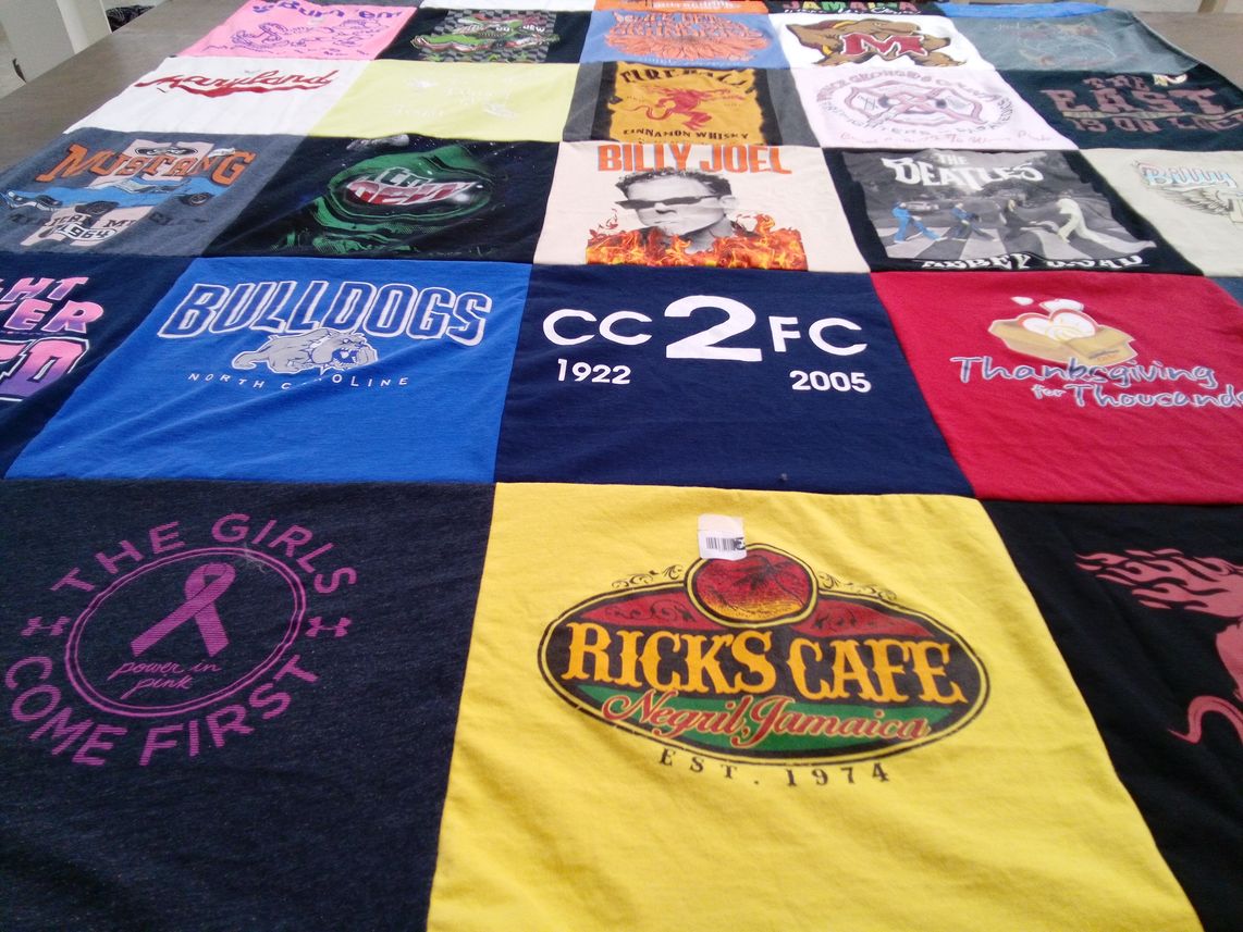 T-shirt quilt with music, food themes by diane from DE