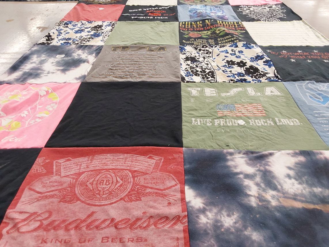 T-shirt quilt with music, beer themes by Brittany from NY
