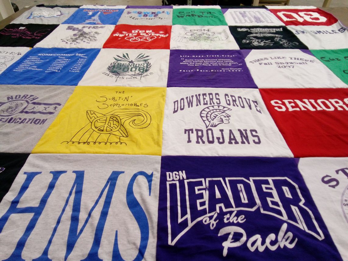 T-shirt quilt featuring downers grove trojans by John-Walter from WI