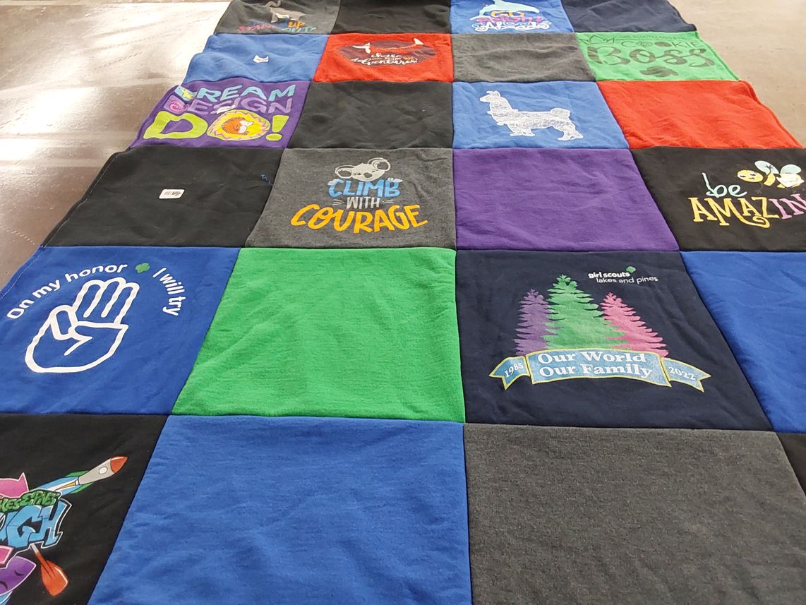 T-shirt quilt with girl scouts themes by Cyndy from CO