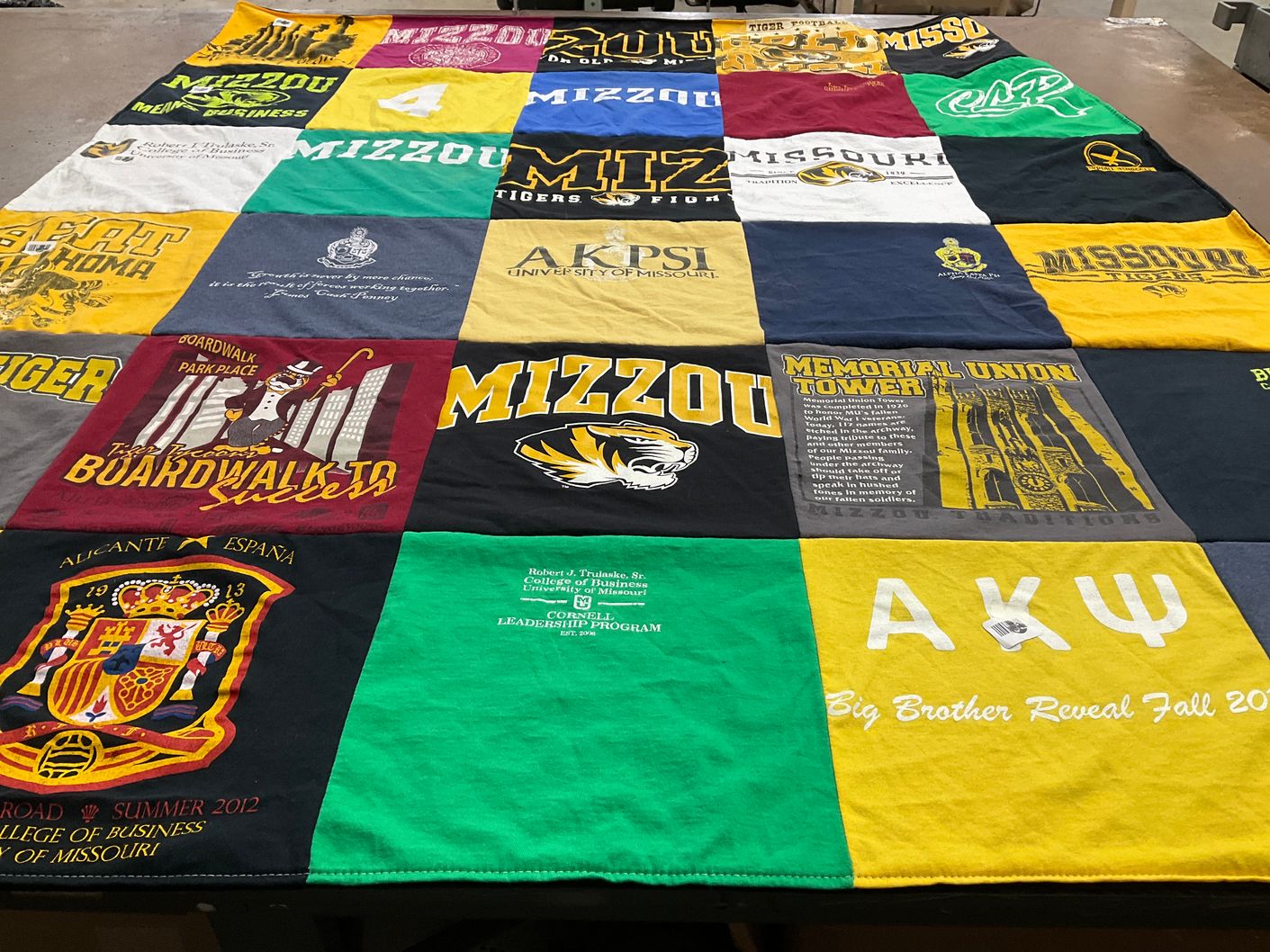 T-shirt quilt from university of missouri by Marcella from KS