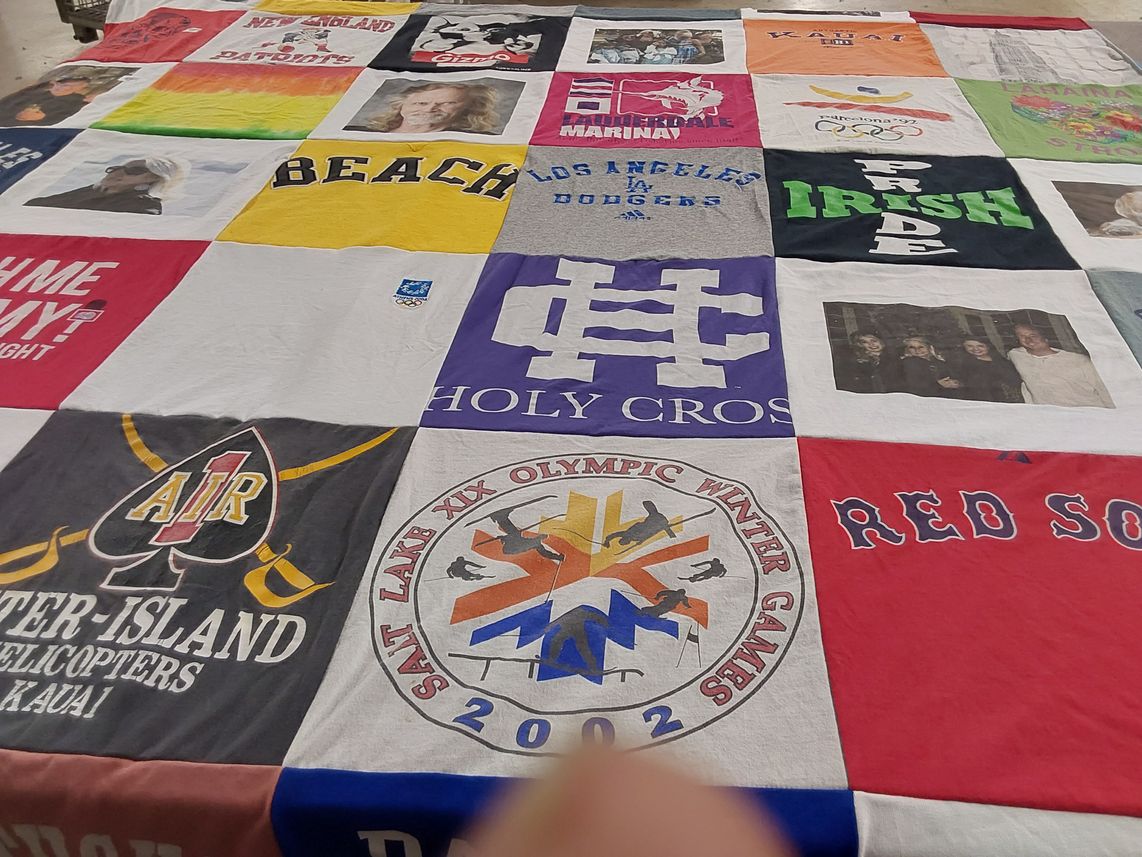T-shirt quilt featuring new england patriots, los angeles dodgers by Matthew from CA