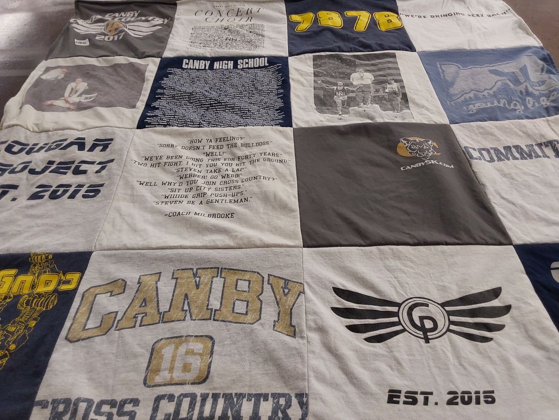 T-shirt quilt featuring canby cross country by Kristin from OR