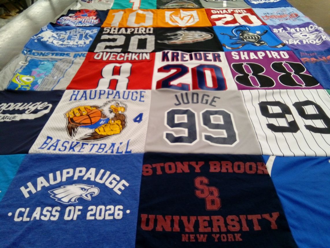 T-shirt quilt featuring hauppauge high school basketball team by Evan from NY