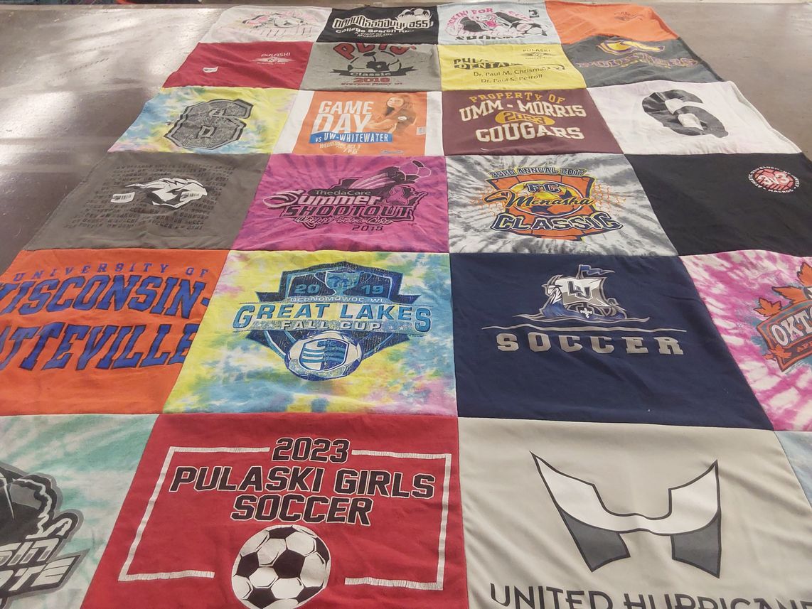 T-shirt quilt featuring pulaski girls soccer by Joel from WI