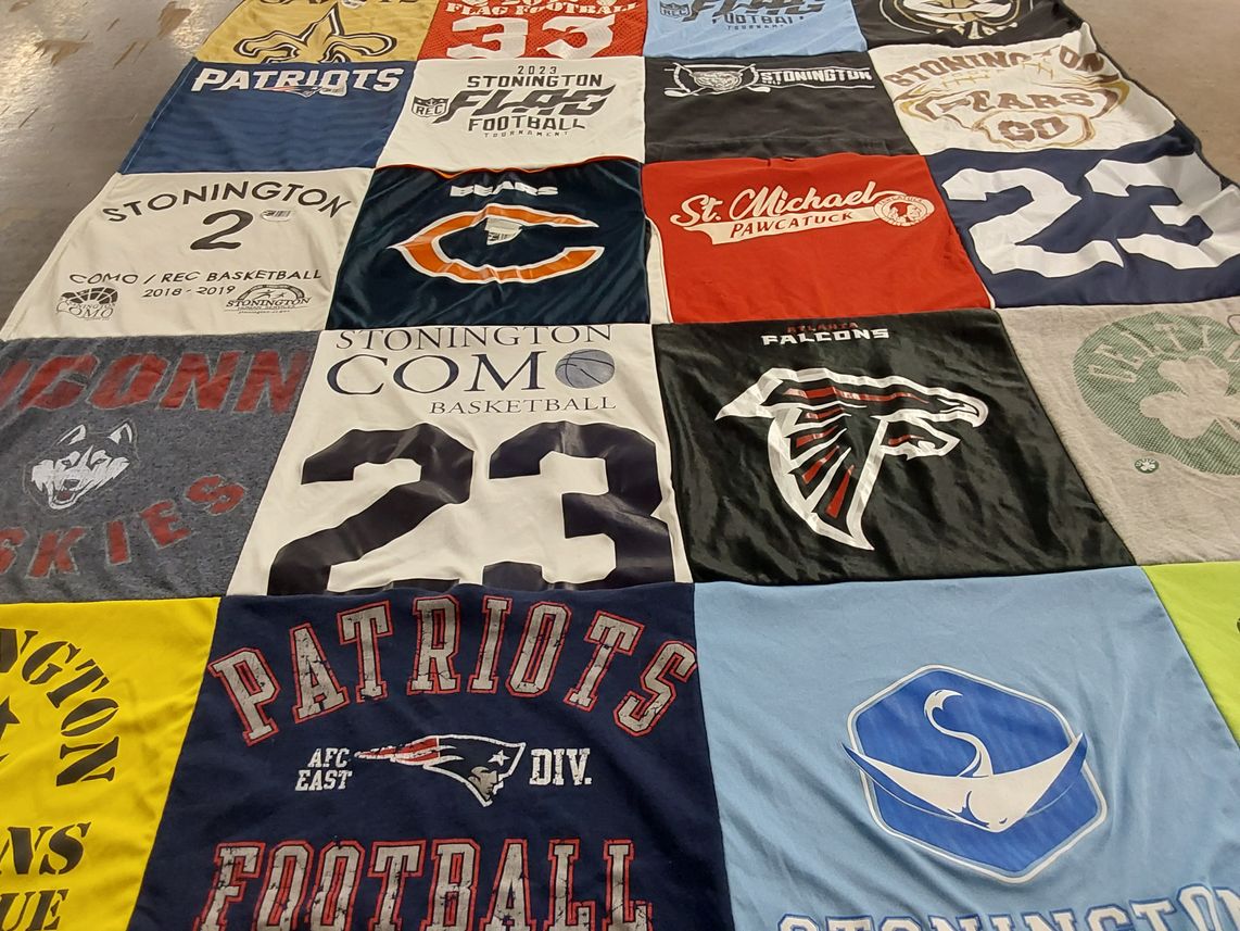 T-shirt quilt featuring new england patriots, atlanta falcons by Jennifer from CT