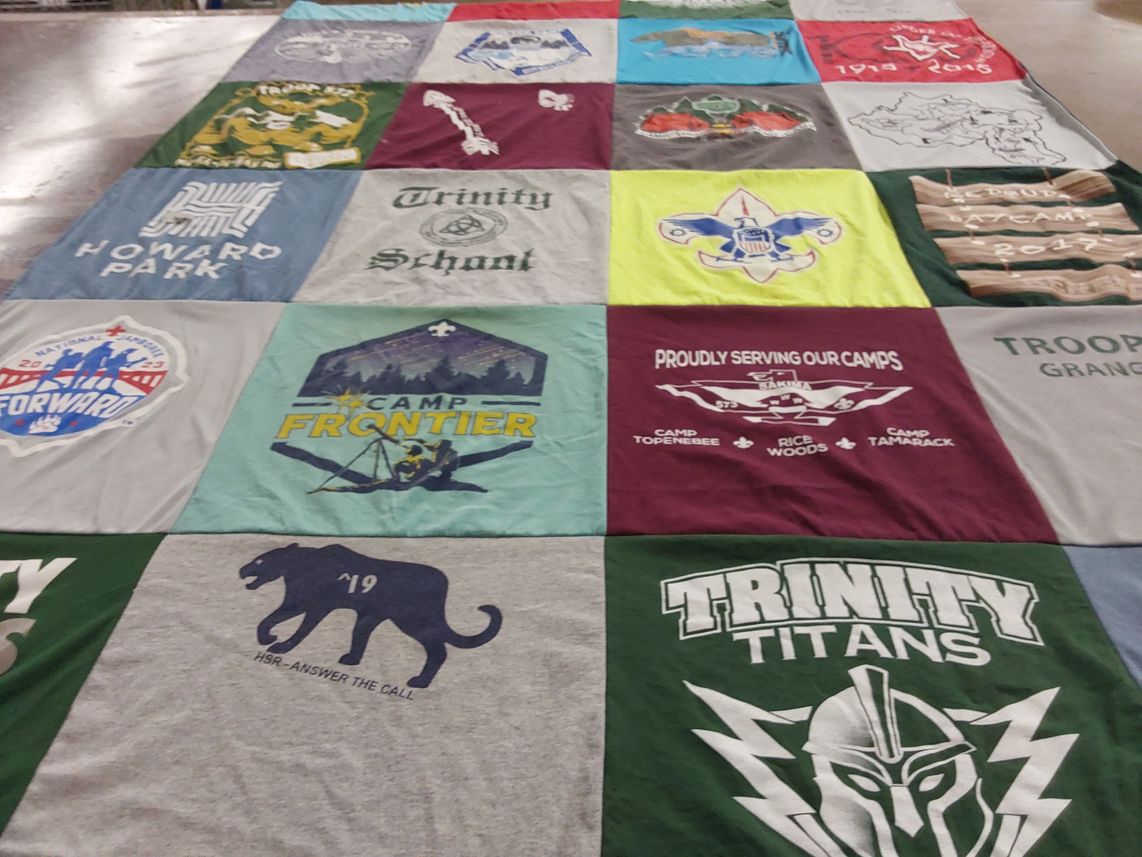 T-shirt quilt featuring trinity titans by Adelia from IN