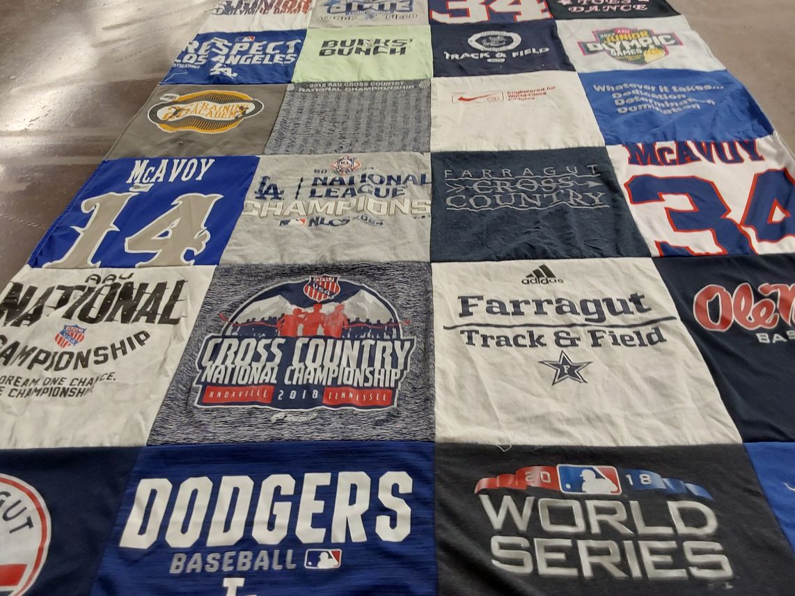 T-shirt quilt featuring los angeles dodgers by Dana from TN
