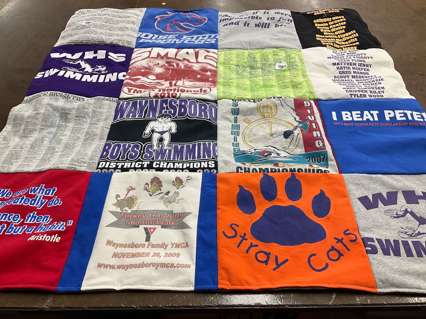T-shirt quilt from waynesboro high school by paula from ID
