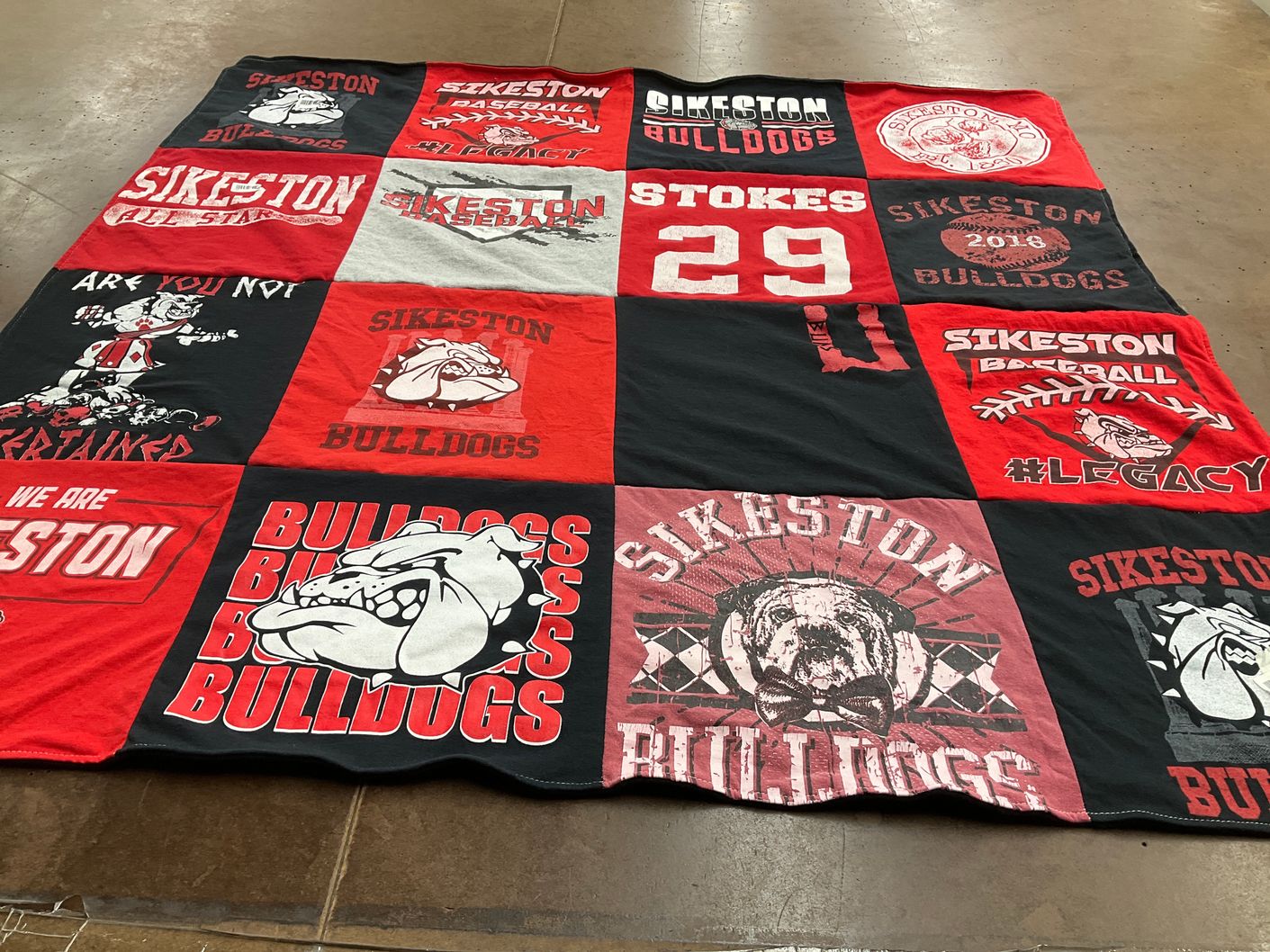 T-shirt quilt featuring sikeston bulldogs by Jennifer from MO