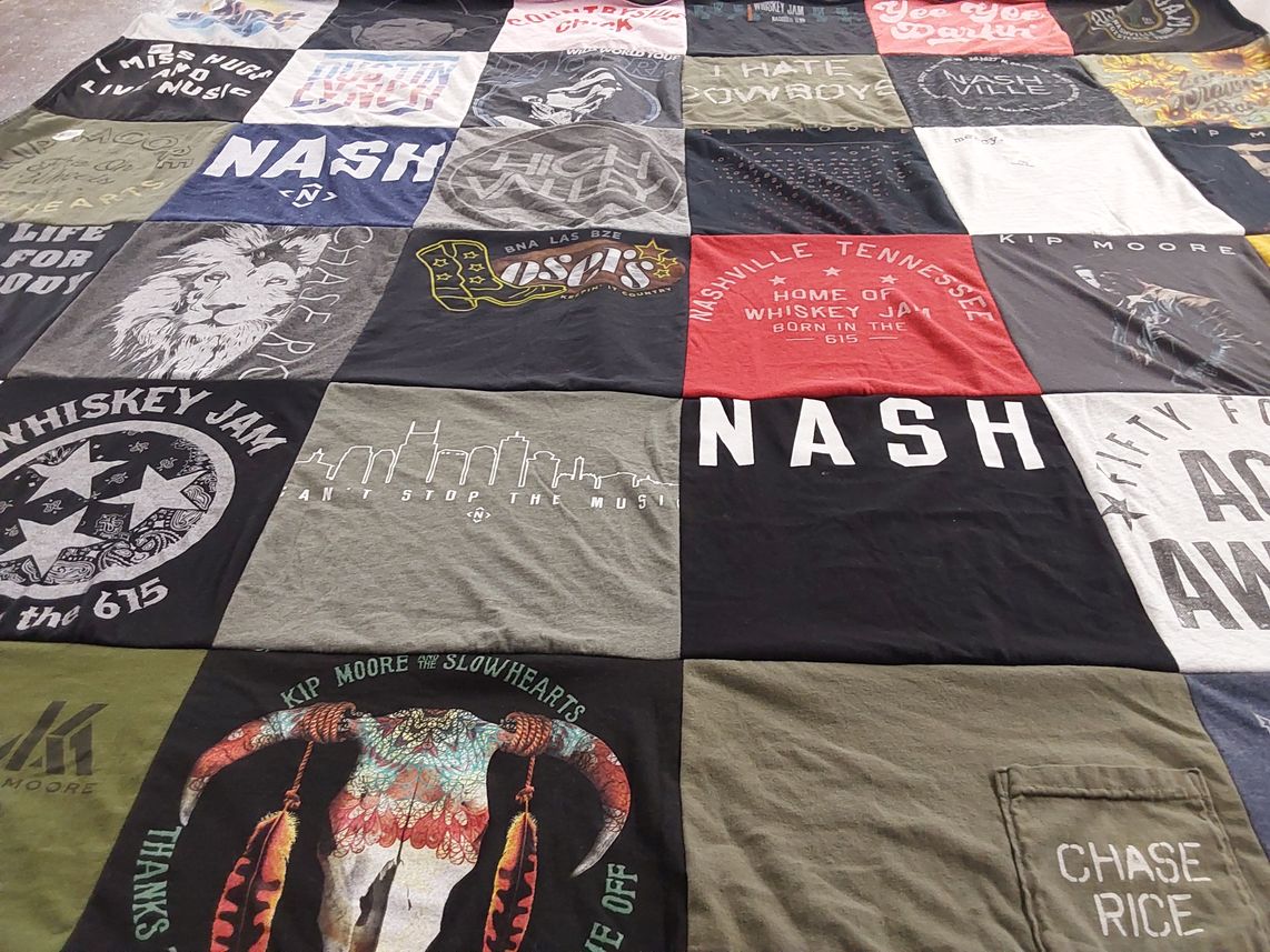 T-shirt quilt with music, country themes by Kim from IA