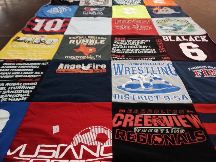 T-shirt quilt featuring mustang soccer team by Shannon from TX