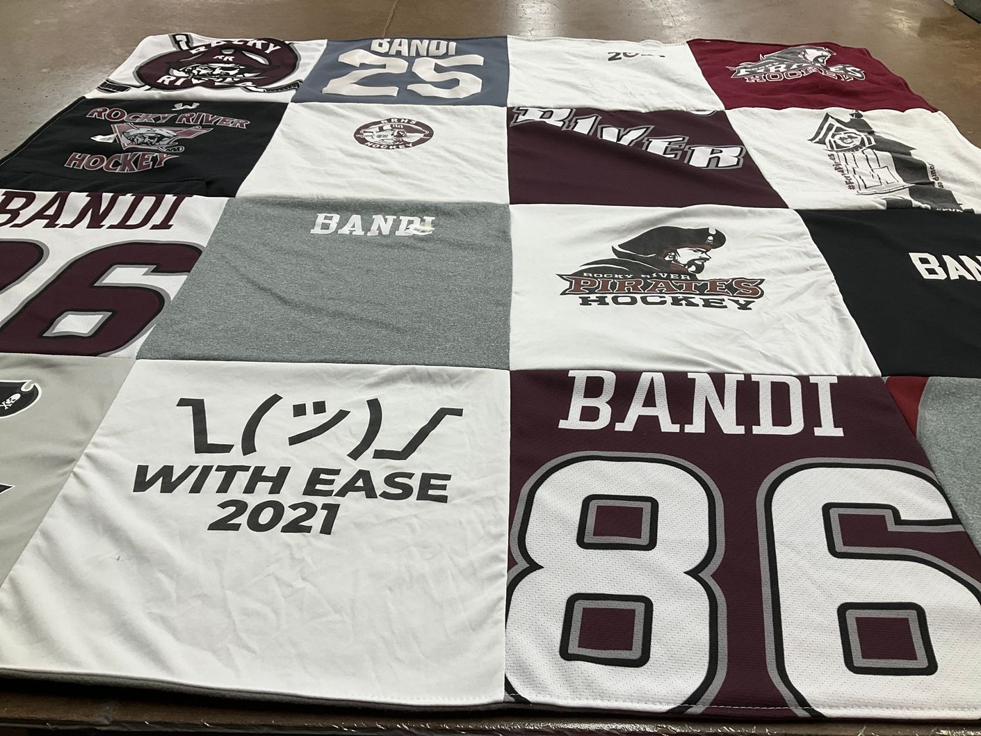 T-shirt quilt featuring rocky river pirates hockey by Deborah from OH