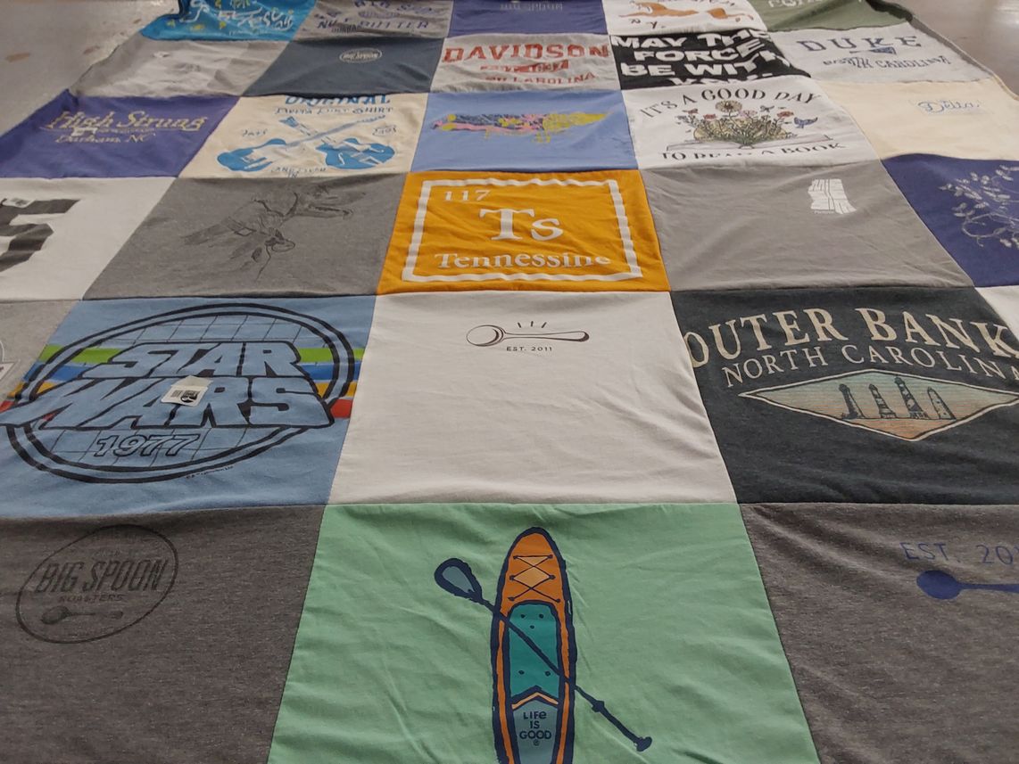 T-shirt quilt from davidson college, duke university by Phoebe from TN