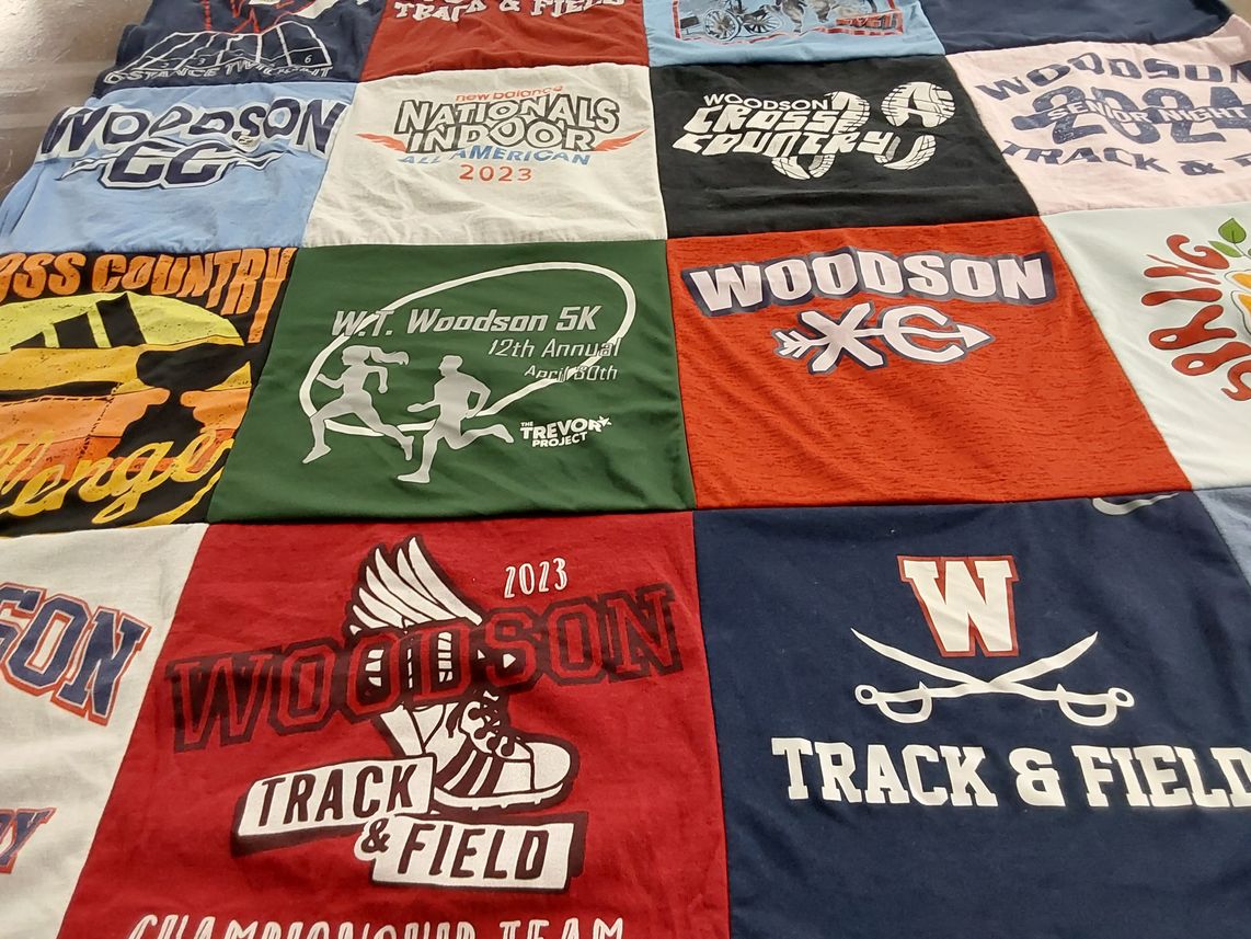T-shirt quilt featuring w.t. woodson high school track and field, w.t. woodson high school cross country by Celia from VA