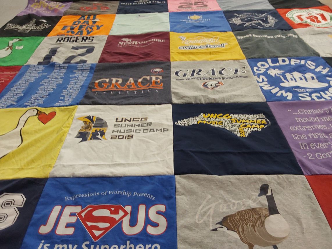 T-shirt quilt from grace christian school by Shelby from NC