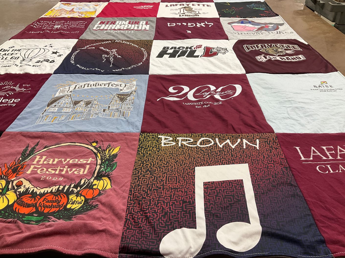 T-shirt quilt from lafayette college by Madeline from NJ