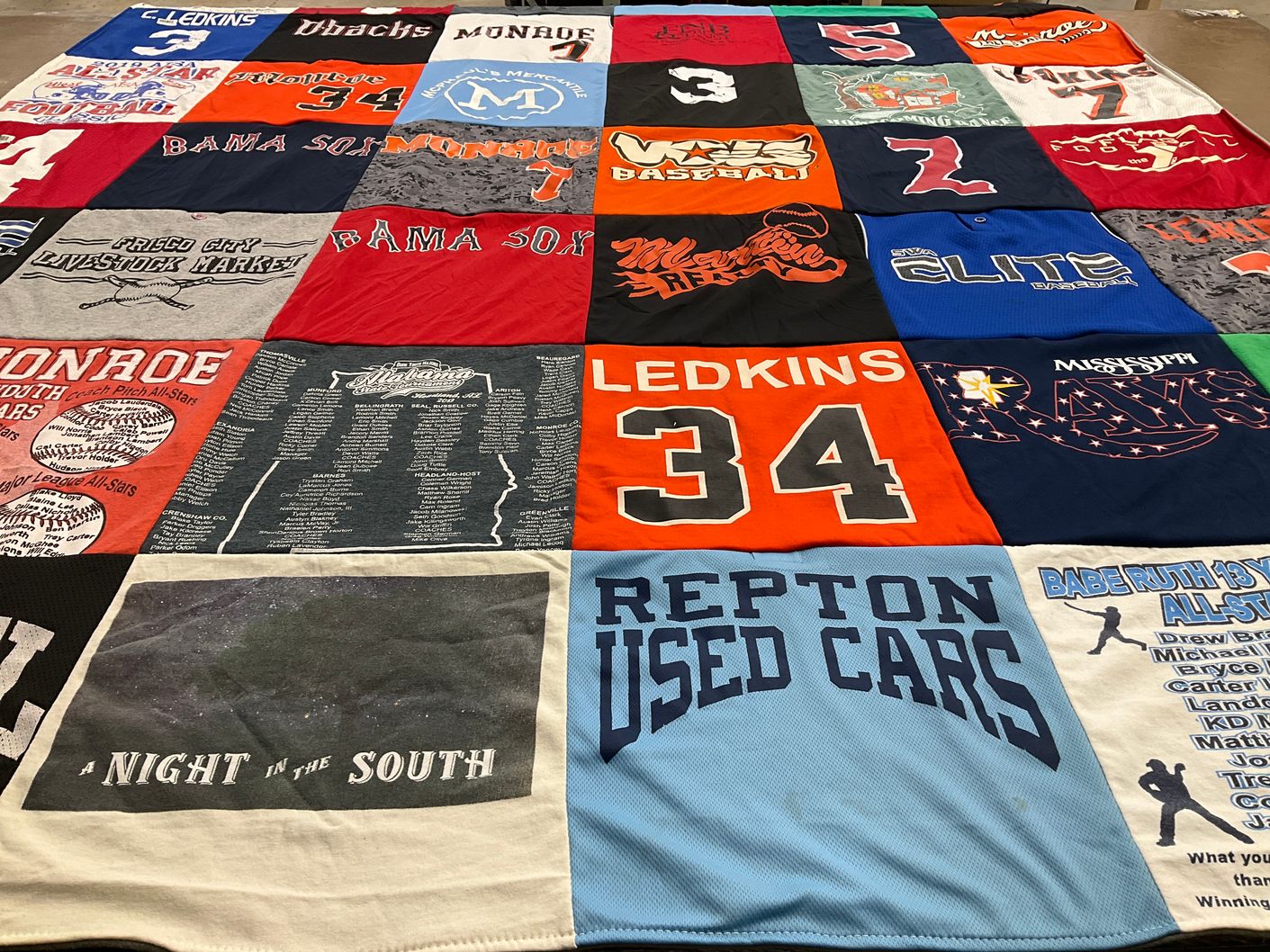 T-shirt quilt featuring bama sox, mississippi rays by Chasity from AL