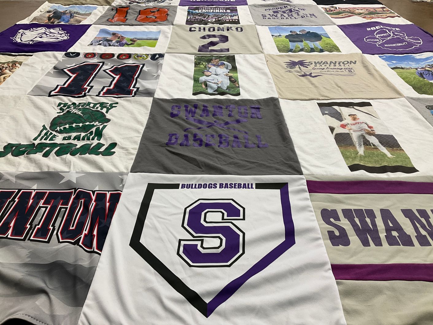T-shirt quilt featuring swanton bulldogs baseball by Gregory from OH