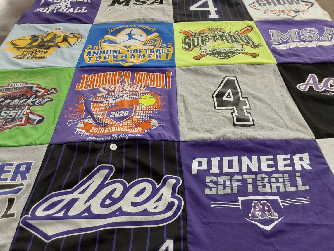 T-shirt quilt featuring accessoftball by Lindsay from MI
