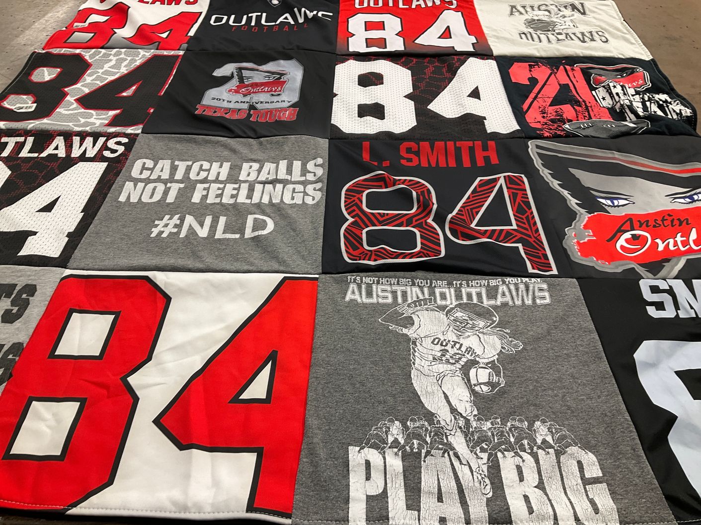 T-shirt quilt with football themes by Susan from TX