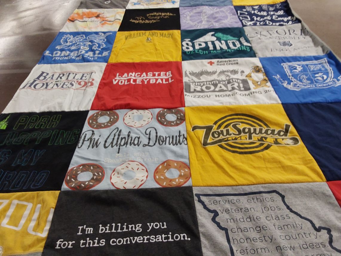 T-shirt quilt from william and mary university, university of missouri by Ronald from MO