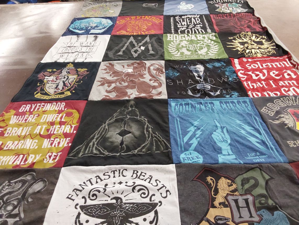 T-shirt quilt with harry potter, fantasy themes by Kyla from TN