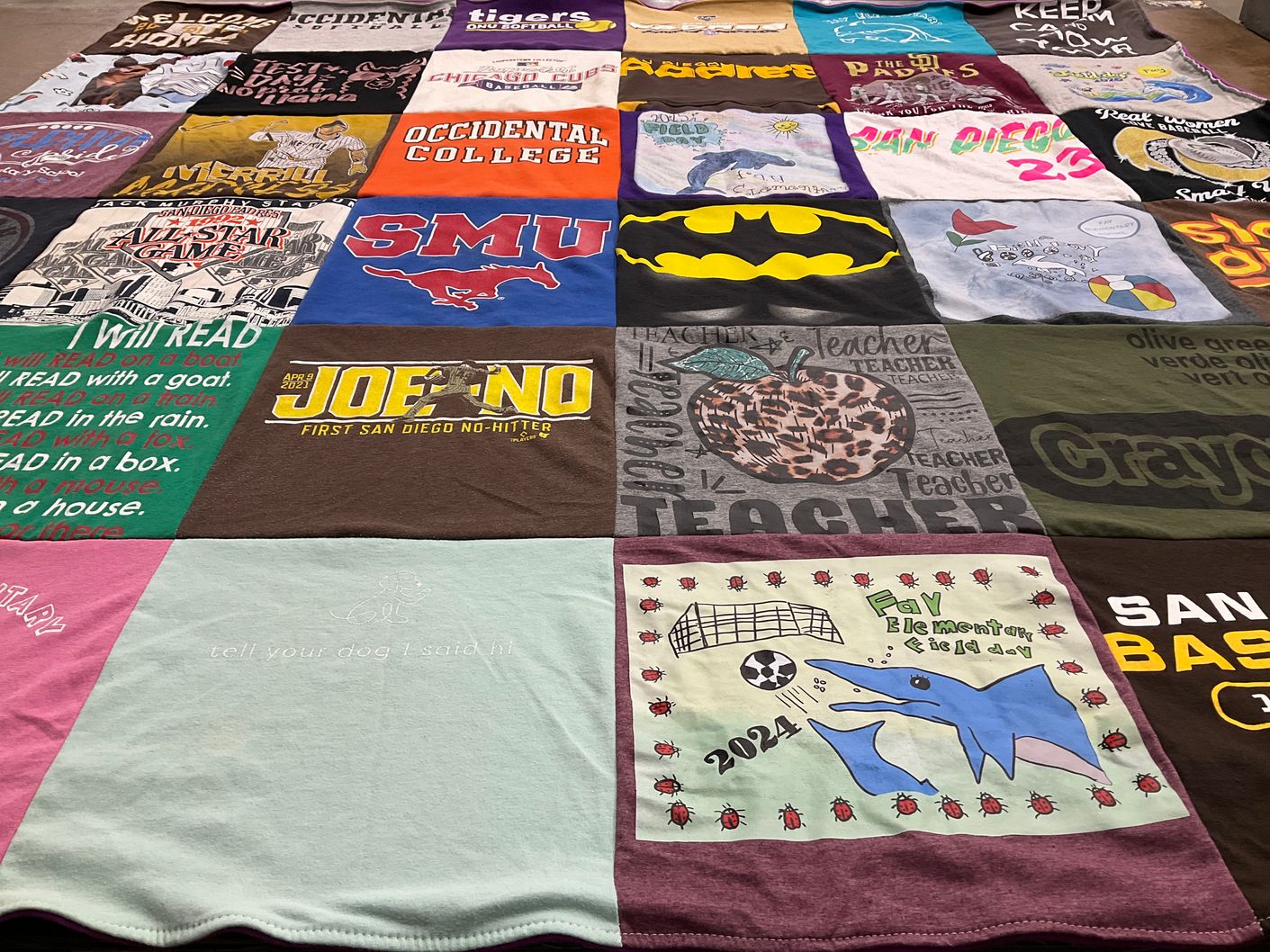 T-shirt quilt featuring san diego tigers, san diego padres by Kathy from CA