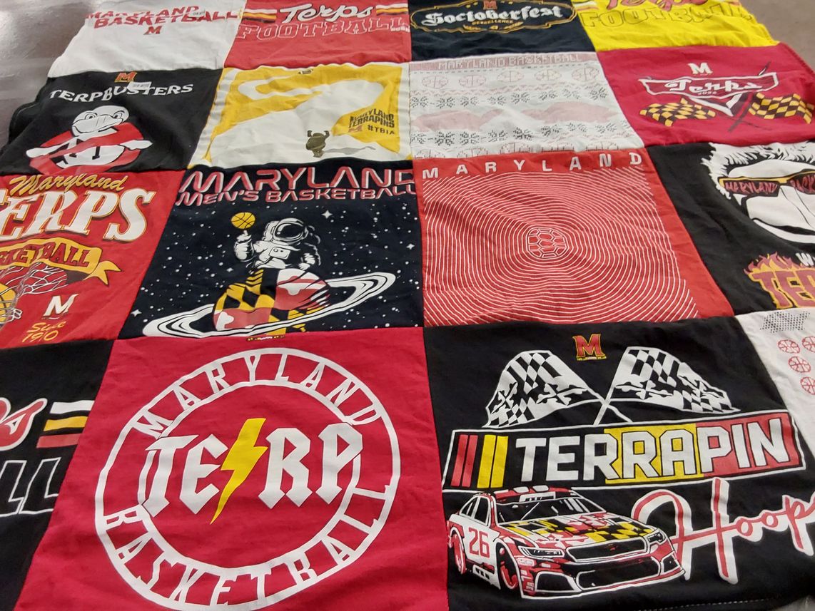 T-shirt quilt featuring maryland terrapins basketball, maryland terrapins football by Kristin from NY