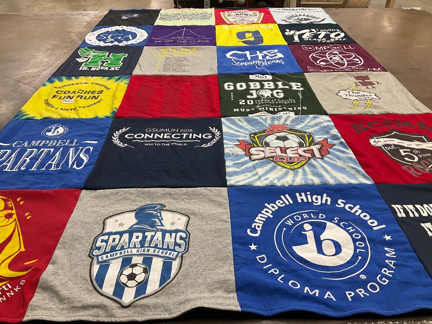 T-shirt quilt featuring campbell spartans by Chetna from GA