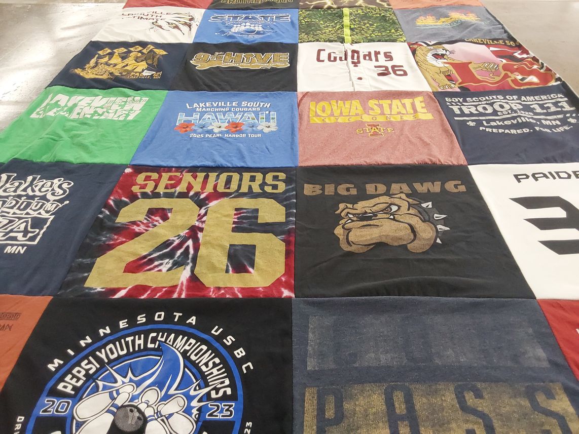 T-shirt quilt featuring lakeville south cougars, iowa state cyclones by Michelle from MN