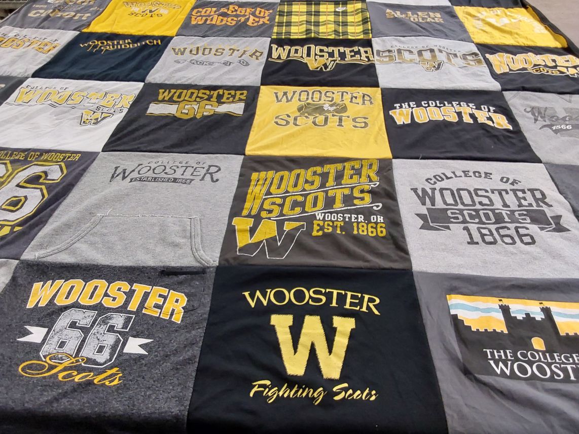 T-shirt quilt featuring the college of wooster scots by Heather from OH