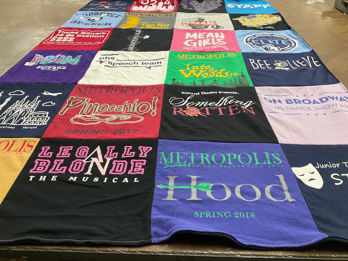 T-shirt quilt from metropolis school of the performing arts by Laura from IL