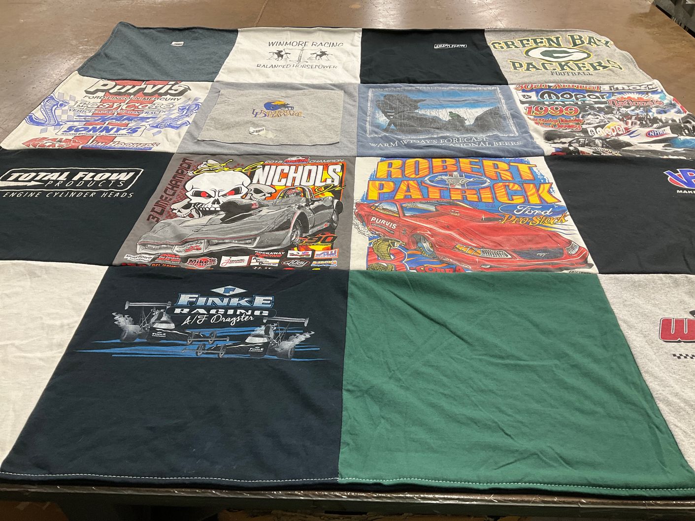 T-shirt quilt featuring green bay packers football by Kellie  from DE