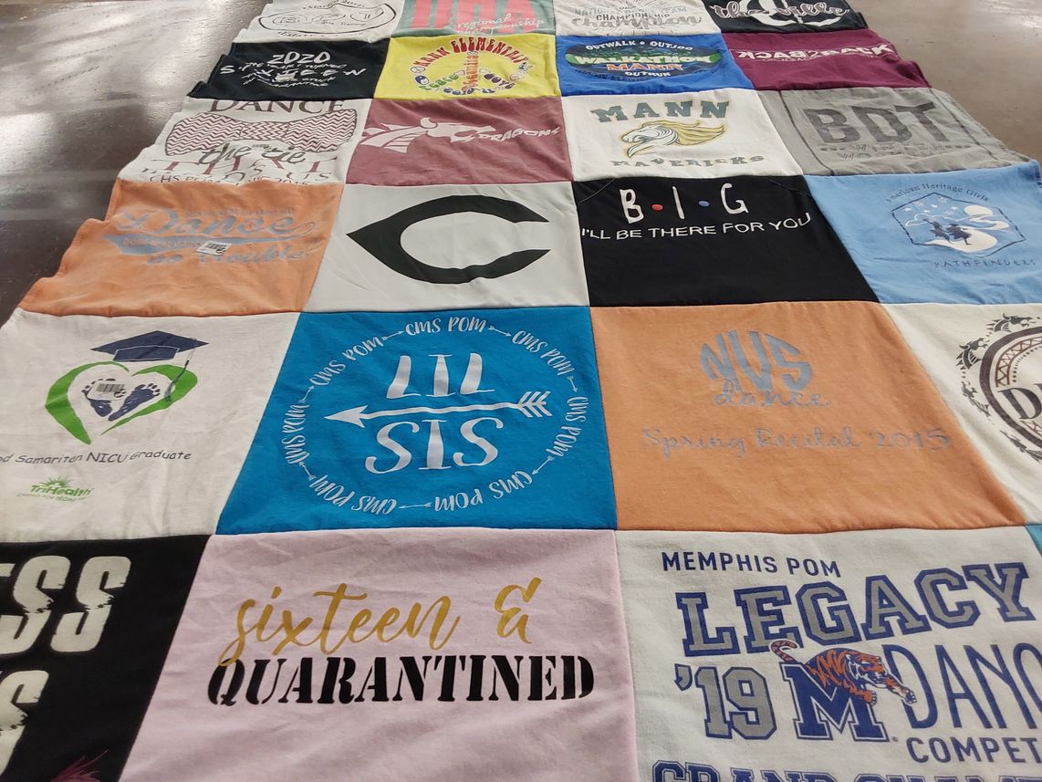 T-shirt quilt featuring memphis pom by Stacy from TN