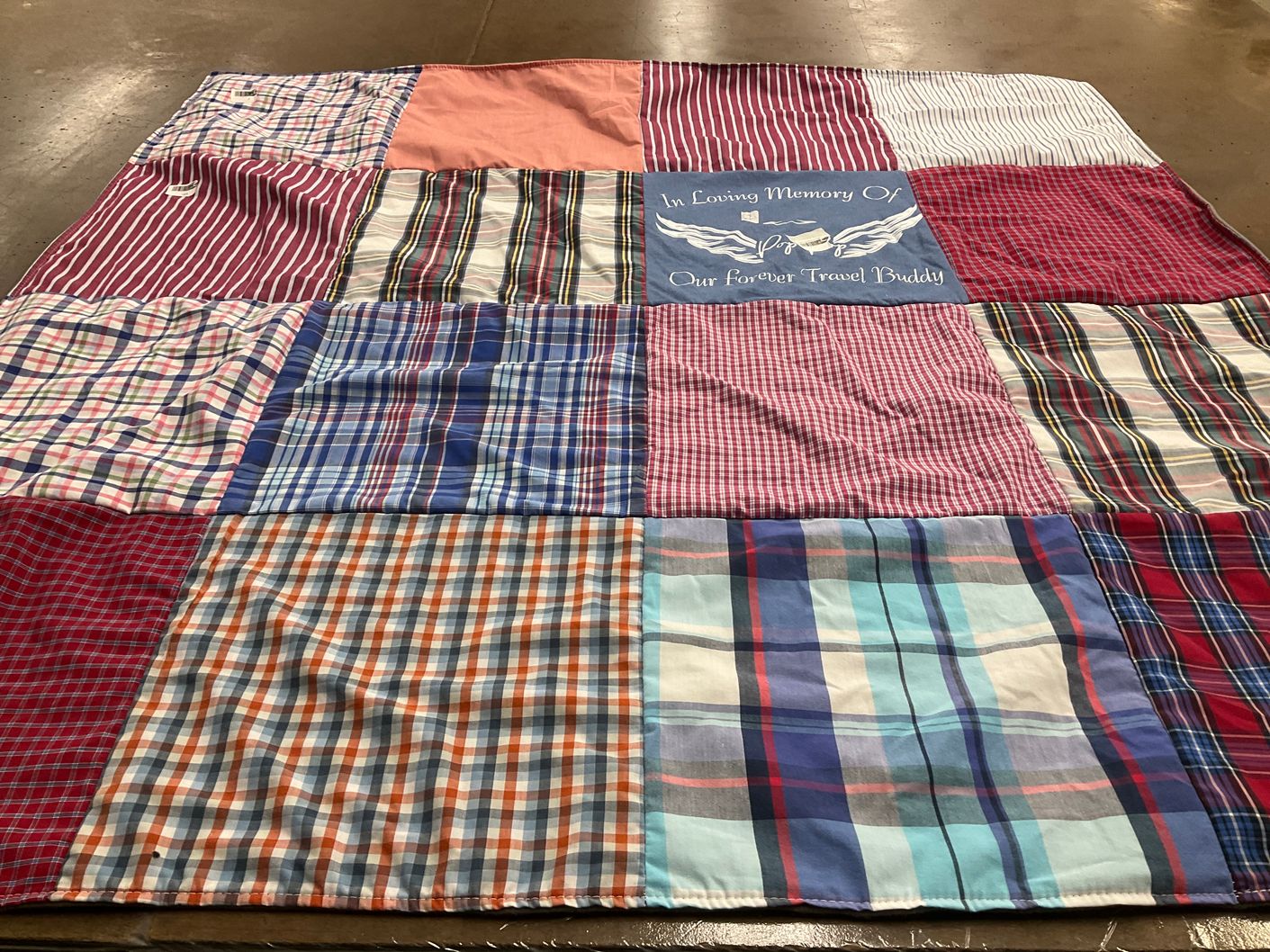 T-shirt quilt with travel themes by Jennifer from PA