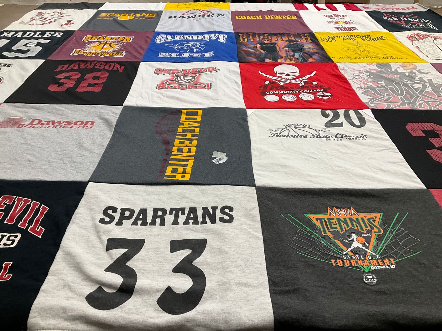 T-shirt quilt featuring spartans by Dalton from MT