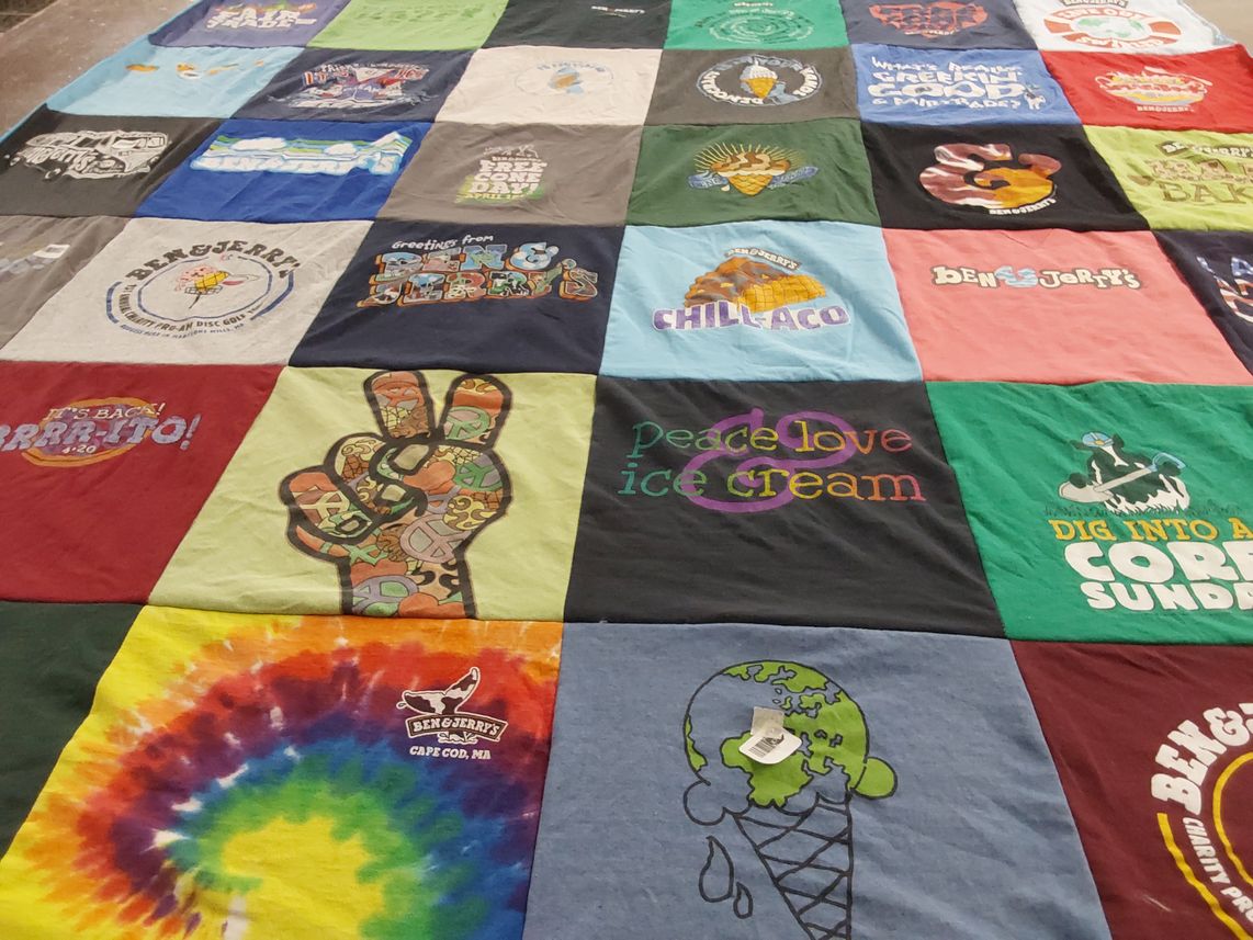 T-shirt quilt with ice cream, food themes by Allison from MA