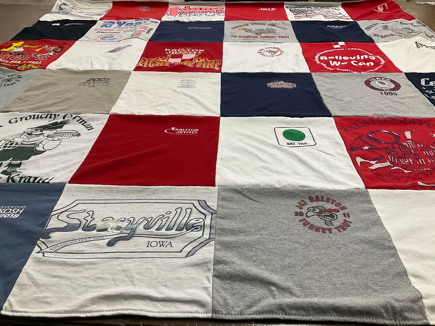 T-shirt quilt with events, local community themes by Chris from NE