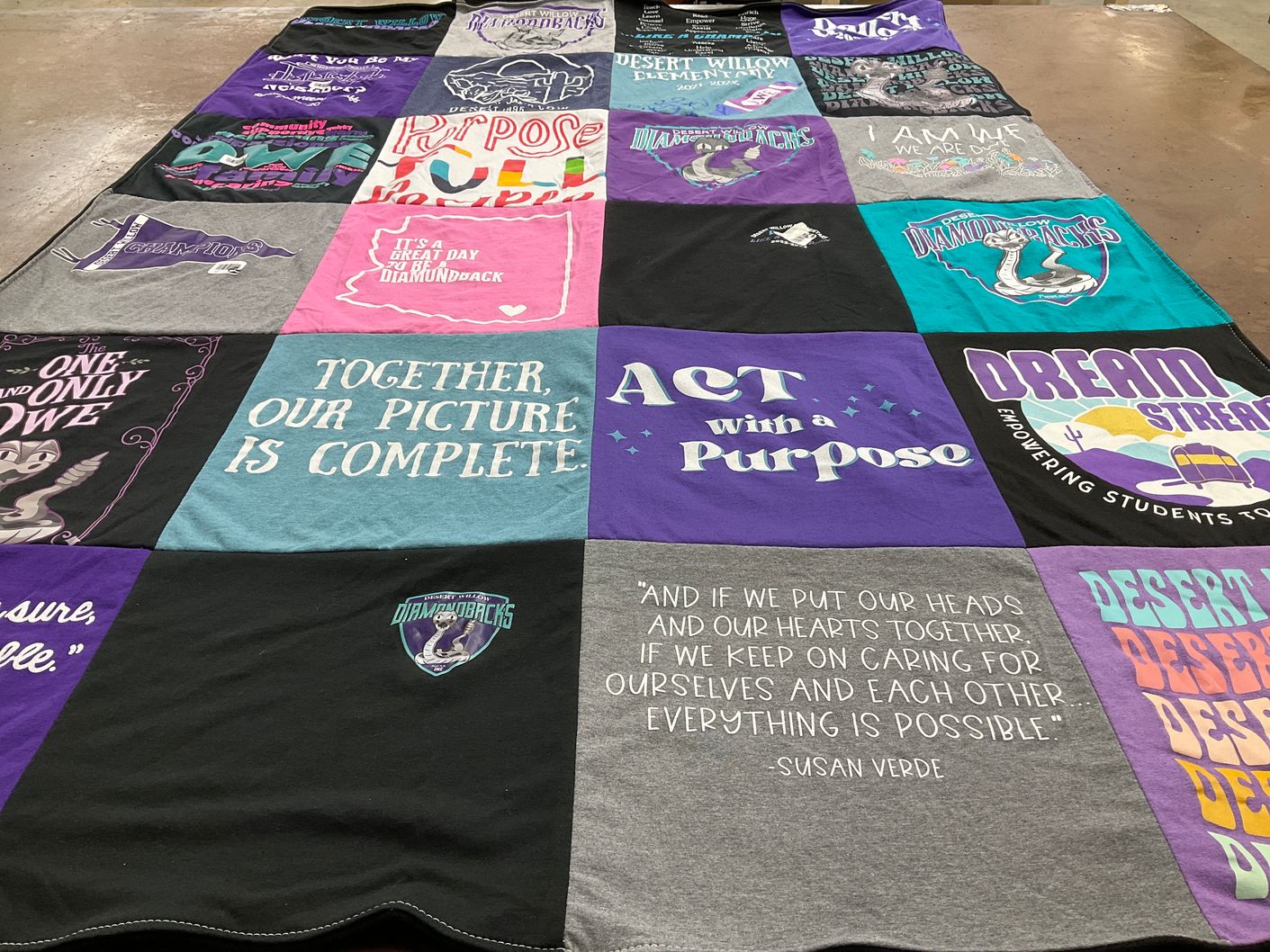 T-shirt quilt from desert willow elementary by Kendra from AZ