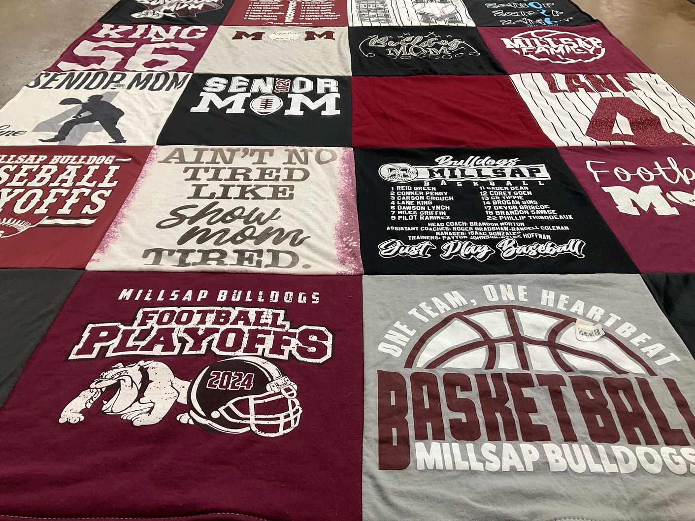 T-shirt quilt featuring millsap bulldogs football, millsap bulldogs basketball by Tracy from TX